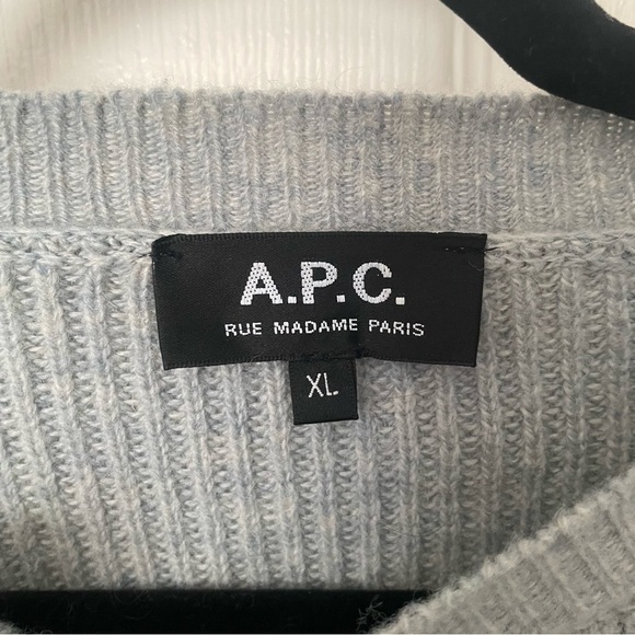A.P.C. Rue Madame Paris APC Women's Crew Knit Sweater 100% Camel Wool XL Blue - Picture 2 of 7